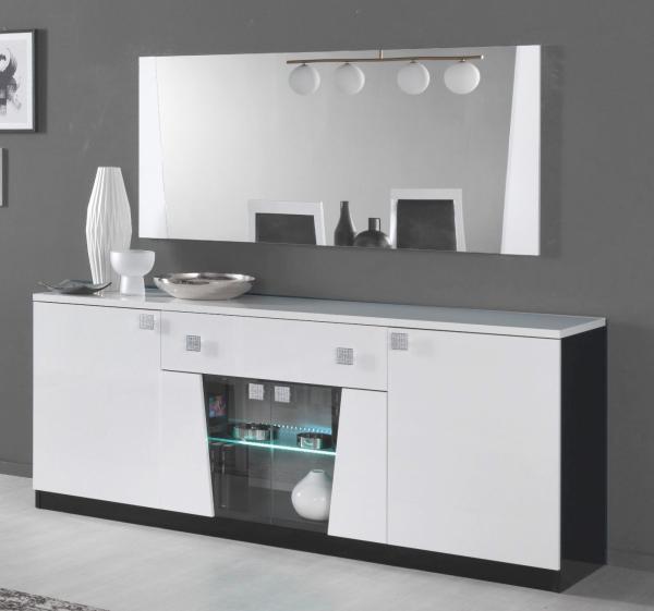 Product photograph of Elisa White Italian 4 Door Buffet Sideboard And Rectangular Mirror from Choice Furniture Superstore.